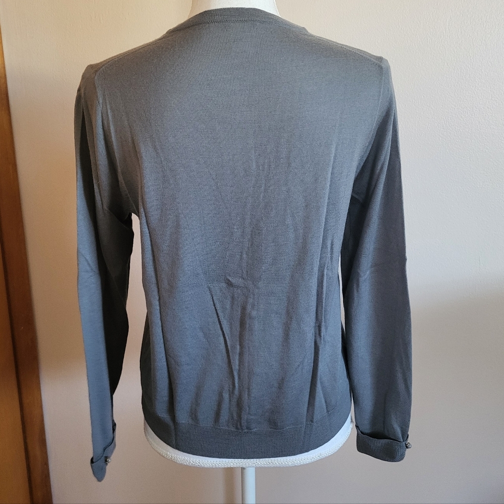 J. Crew Melanie Merino Wool Button Cuff Cardigan Gray Size Large - Picture 4 of 8